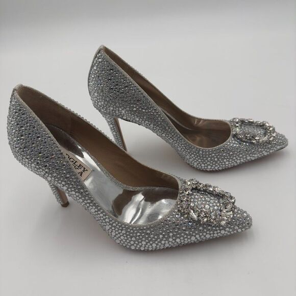 New Badgley Mischka Cher II Evening Pumps in Silve with sparkling details Size 6 - Picture 3 of 9